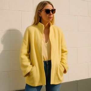 Vintage Snow Mist Coat Women Large Yellow Collarless Retro Phil Walters Creation